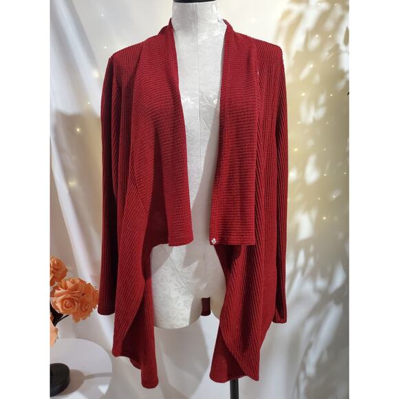 Chicos Zenergy Convertible Snap Waffle Cardigan Sweater Plus Size 4 US 20/22 Red - Picture 2 of 12